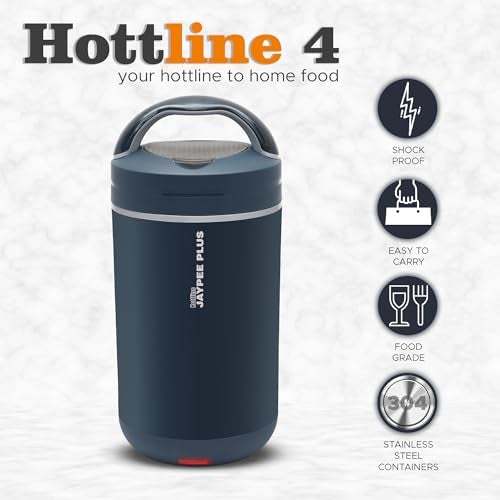 Jaypee Plus Hottline Electric Lunch Box with 4 Stainless Steel Container 320x4 ml Office Lunch Box for Men & Women Spillproof Leakproof Tiffin Box Perfect for Hot Food Reheat Food in 30 Minute,Blue - Image 3
