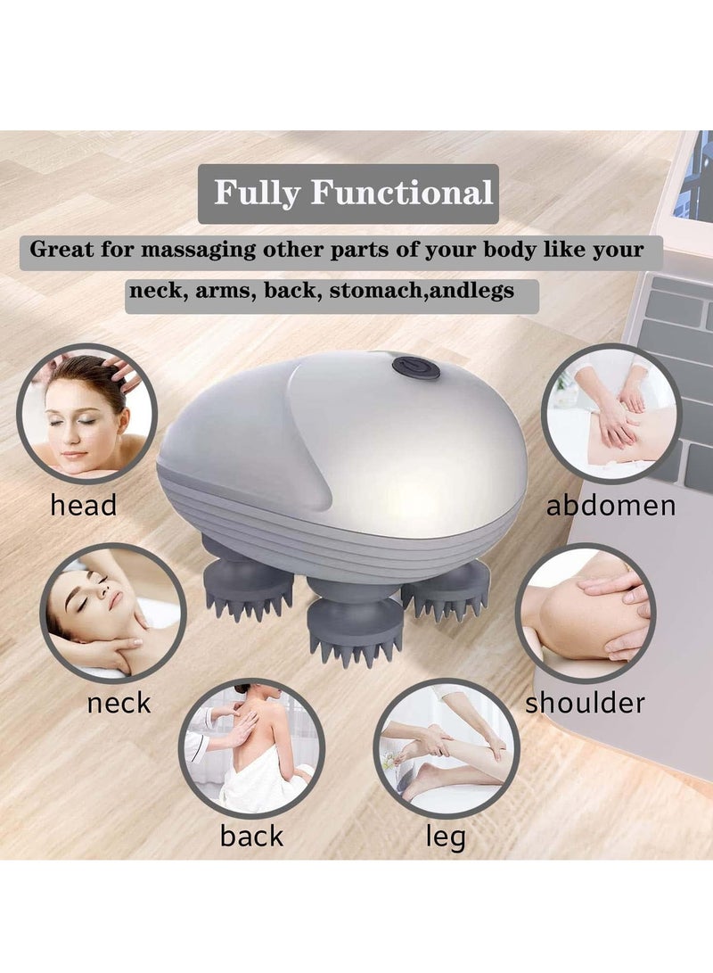 Loquat Electric Scalp Massager - Multifunctional Waterproof Head Massager with 96 Kneading Nodes - Rechargeable Head Scratcher for Hair Growth Stress Relax - Relaxing Gifts for Women Men Her(Grey) - Image 2