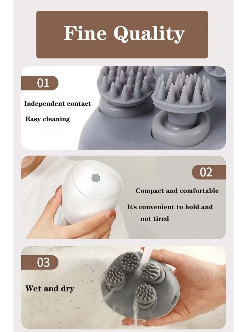 Loquat Electric Scalp Massager - Multifunctional Waterproof Head Massager with 96 Kneading Nodes - Rechargeable Head Scratcher for Hair Growth Stress Relax - Relaxing Gifts for Women Men Her(Grey) - Image 3