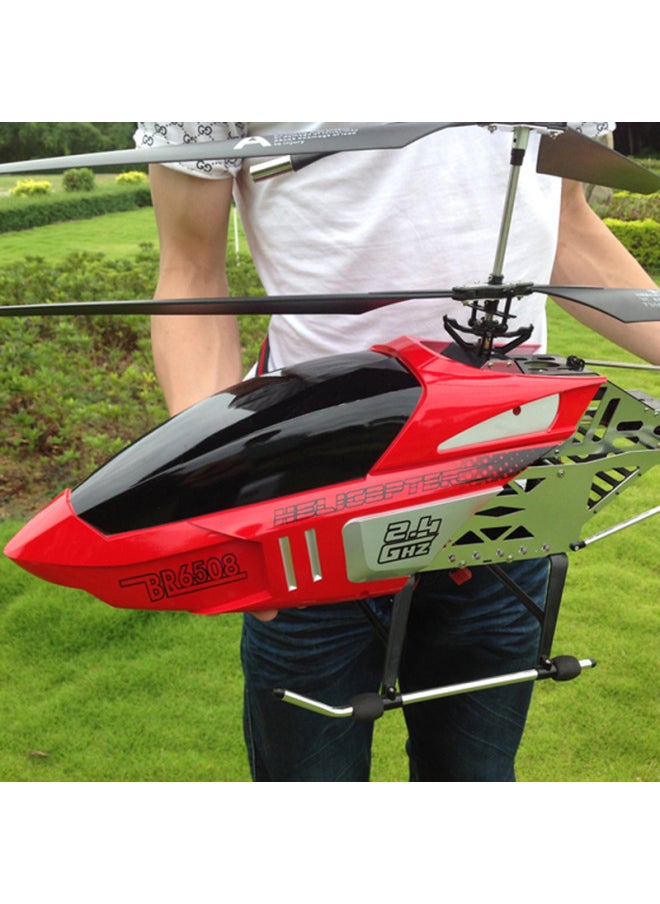 Remote Control Aircraft 3.5 Pass-through Fall-resistant Lighting Alloy Oversized Remote Control Helicopter Aviation Model Children's Toys-Color:B Red-Specifications:Four Electric Package-three Spare Batteries