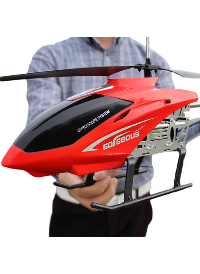 Remote Control Aircraft 3.5 Pass-through Fall-resistant Lighting Alloy Oversized Remote Control Helicopter Aviation Model Children's Toys-Color:B Red-Specifications:Four Electric Package-three Spare Batteries