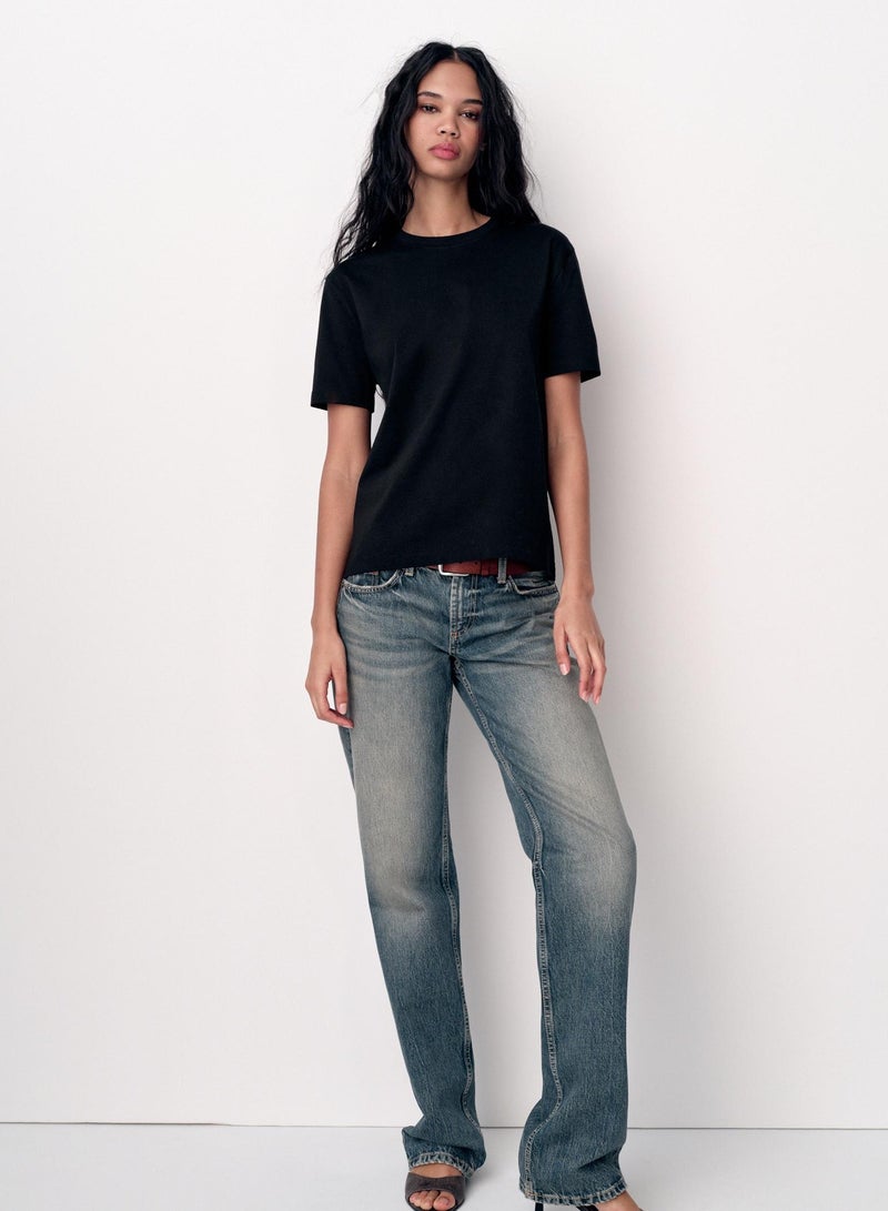 Black T-Shirt for Women – REGULAR FIT- ROUND NECK - NORMAL LENGTH - SHORT SLEEVES - Image 1