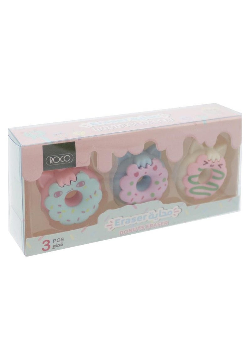 ROCO Rubber Eraser Donuts - 2 Designs Assorted Color - Image 1