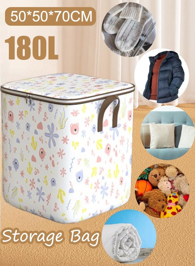 180l Large Storage Bag Clothes Storage Box Storage Bags Waterproof Clothing Storage Cupboards For Clothes Closet Organizers Storage Containers Zipper Bag Handle Zipper Design For Clothing Blanket Comforters Bed Sheets Pillows And Toys - Image 1