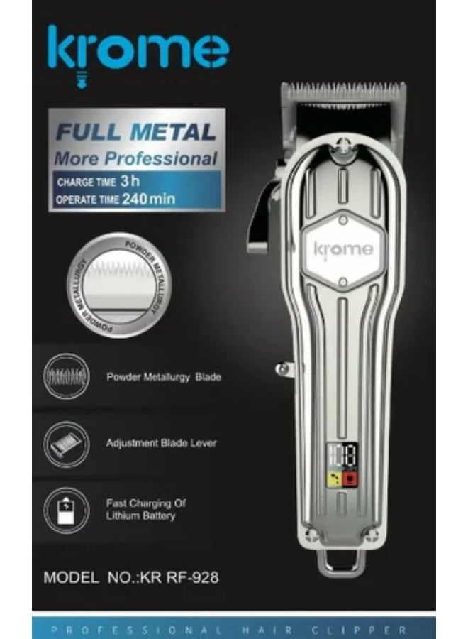 كروم كـروم ماكينة حلاقة وتشذيب شعر وذقن بجودة احترافية ممتازة للاستخدام في الصالون والعناية الشخصية – رقم الموديل: KR RF-928 - Image 1