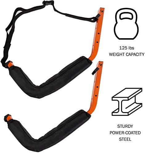 RAD Sportz Kayak Storage Hooks - Set of 2 Wall Mount Garage Hangers - 125lbs Capacity Rack for Paddleboards, Surfboards, or Snowboards by Rad Sportz (Orange) - Image 3