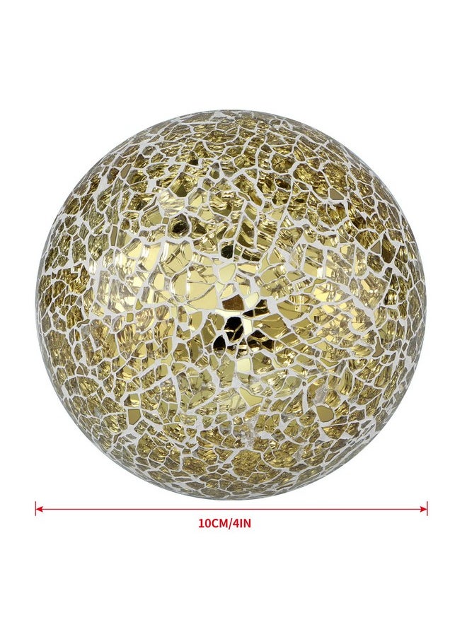 MDLUU MDLUU 4" Decorative Orbs, Mosaic Sphere Balls, Centerpiece Balls for Bowls, Vases, Dining Table Decor, Pack of 3 (Gold)  - Image 3