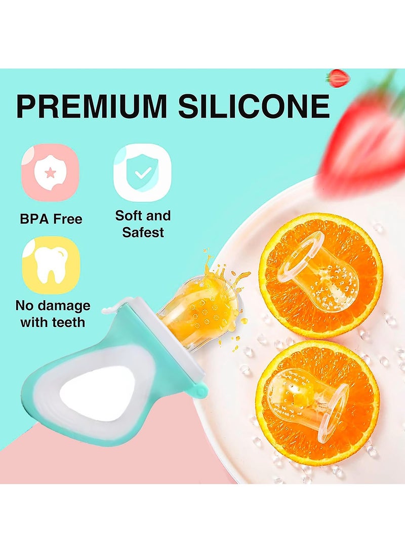 2-Piece Baby Fruit Feeder Pacifier Baby Food Feeder with 3 Pcs Replacement Pouches BPA Free Soft Teether Infant Teething Toy in Appetite Stimulation  - Image 4