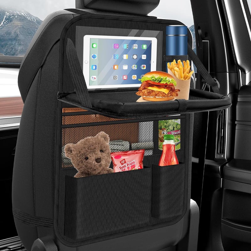 Oneyus Car Organiser with Folding Table and Multiple Pockets - Waterproof Backseat Protector - Image 1