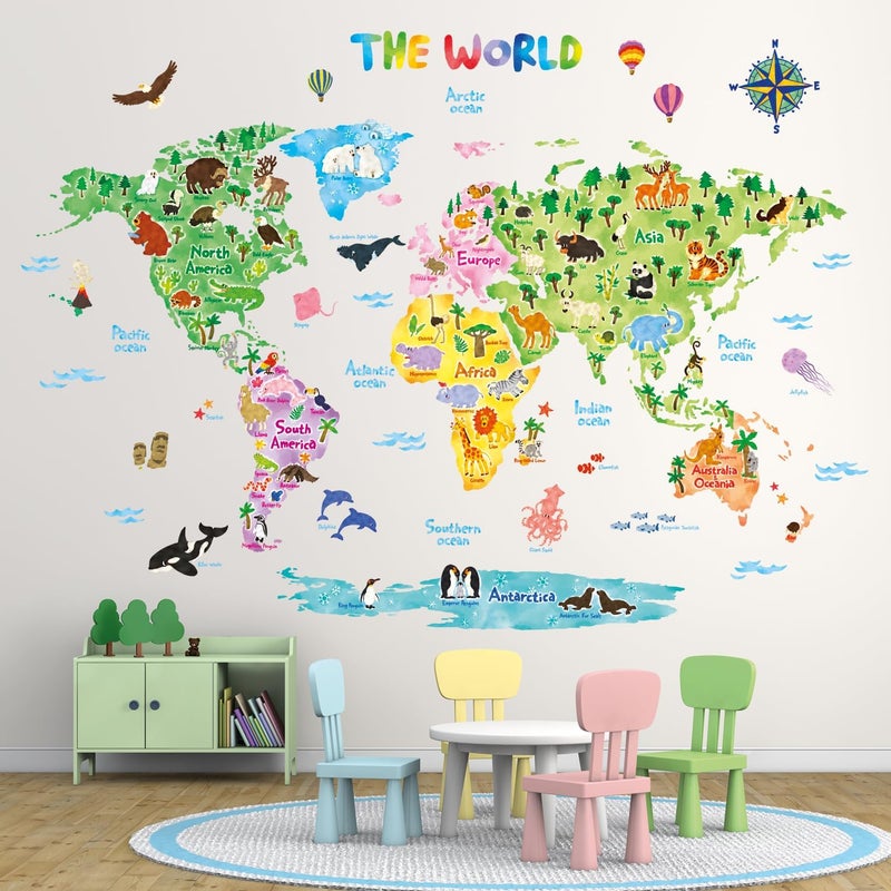 Decowall Animal World Map Wall Decals - Image 3