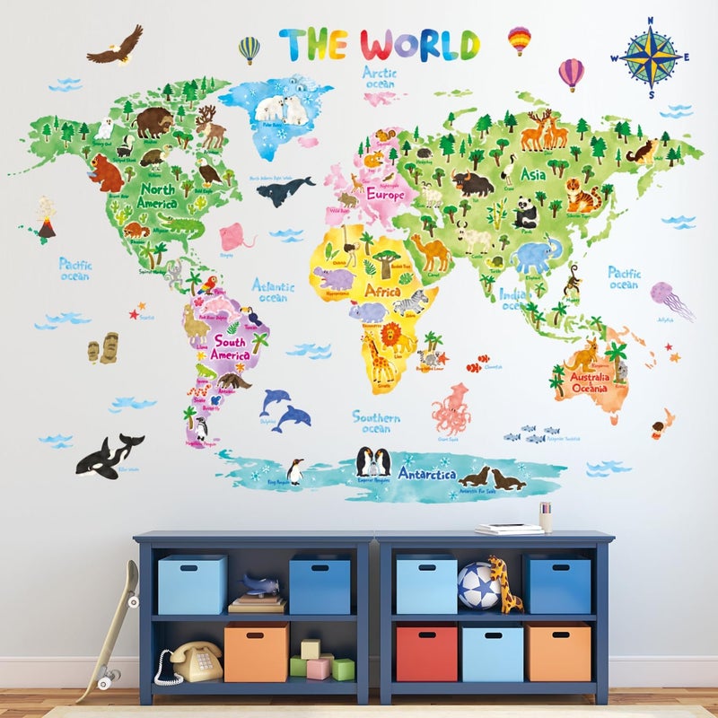 Decowall Animal World Map Wall Decals - Image 2