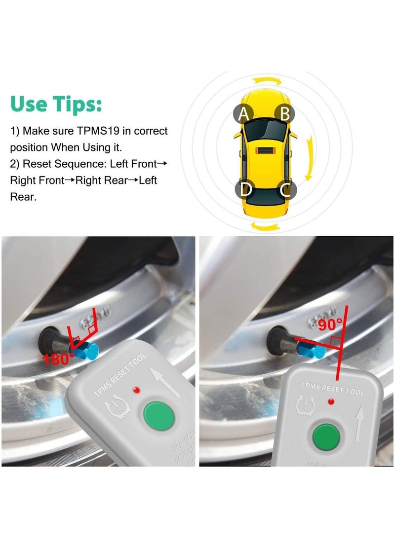 أداة إعادة ضبط نظام مراقبة ضغط الإطارات TPMS19 متوفرة لسيارات فورد ولينكولن ومازدا، وتتضمن أداة إعادة ضبط مستشعر نظام مراقبة ضغط الإطارات، وأداة تنشيط تدريب برمجة المستشعر، وأداة تشغيل نظام مراقبة ضغط الإطارات، وأداة إعادة ضبط مستشعر الإطارات. - Image 3