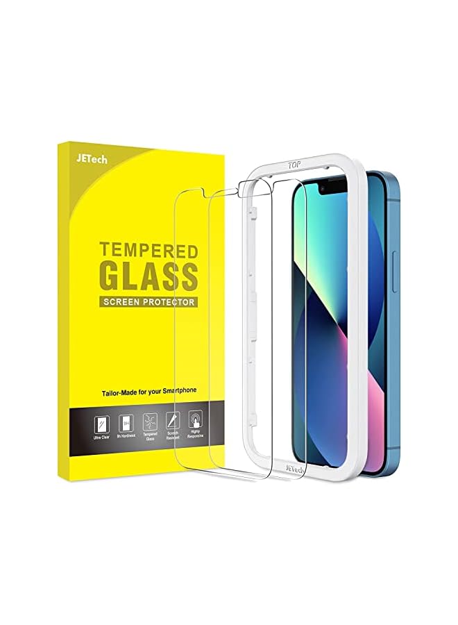 JETech Screen Protector for iPhone 13/13 Pro 6.1-Inch, Tempered Glass Film with Easy-Installation Tool, 2-Pack - Image 1