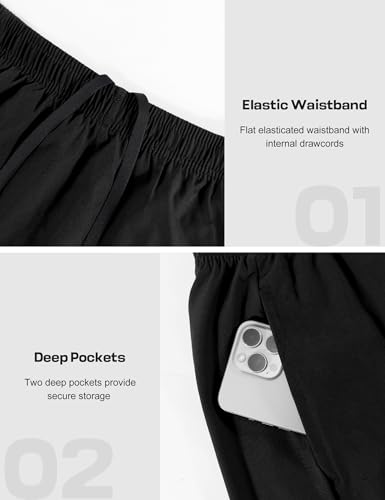 Naarts Men's Athletic Shorts 9'' Quick Dry Workout Running Shorts Lightweight Sports Gym Basketball Shorts with Pockets Black,Large - Image 4