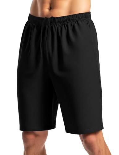 Naarts Men's Athletic Shorts 9'' Quick Dry Workout Running Shorts Lightweight Sports Gym Basketball Shorts with Pockets Black,Large - Image 1