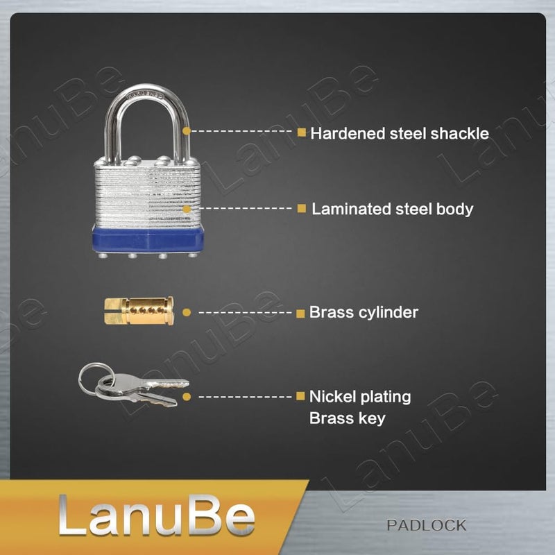 LanuBe Lock Laminated keyed Padlock (1-9/16", 40mm), keyed Alike Locks, Normal Shackle, Pack of 24 - Image 5