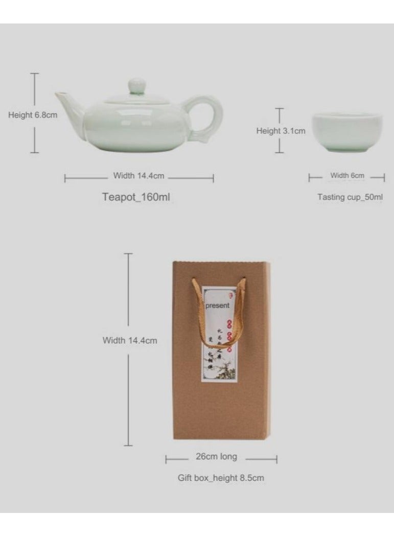 Jingke Travel Kung Fu Tea Set Large Capacity Outdoor Tea Cup 1 Pot 3 Cups Color Glaze Orange Portable - Image 3