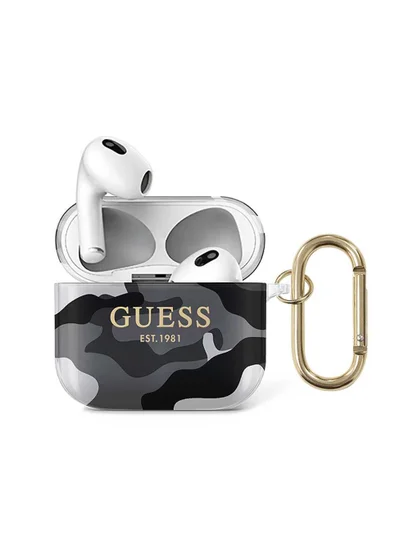 GUESS Airpods 3 TPU Case, Scratch & Drop Resistant, 360 Protection, Easy to Install and Effectively Absorbs Shock - Black