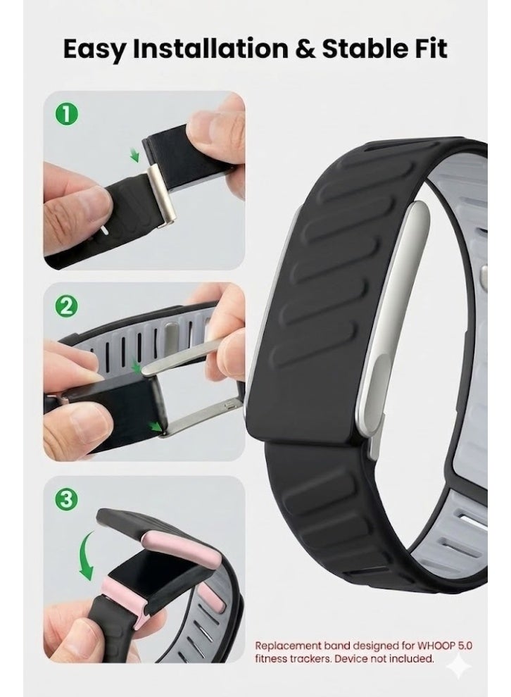 ZERO LIFESTYLE Silicone Sport Band Compatible with Whoop 5.0 Band Strap for Men and Women, Breathable and Waterproof Silicone Wristband Compatible with whoop mg band, Replacement Wrist bands Straps for Whoop 5.0 - Image 2