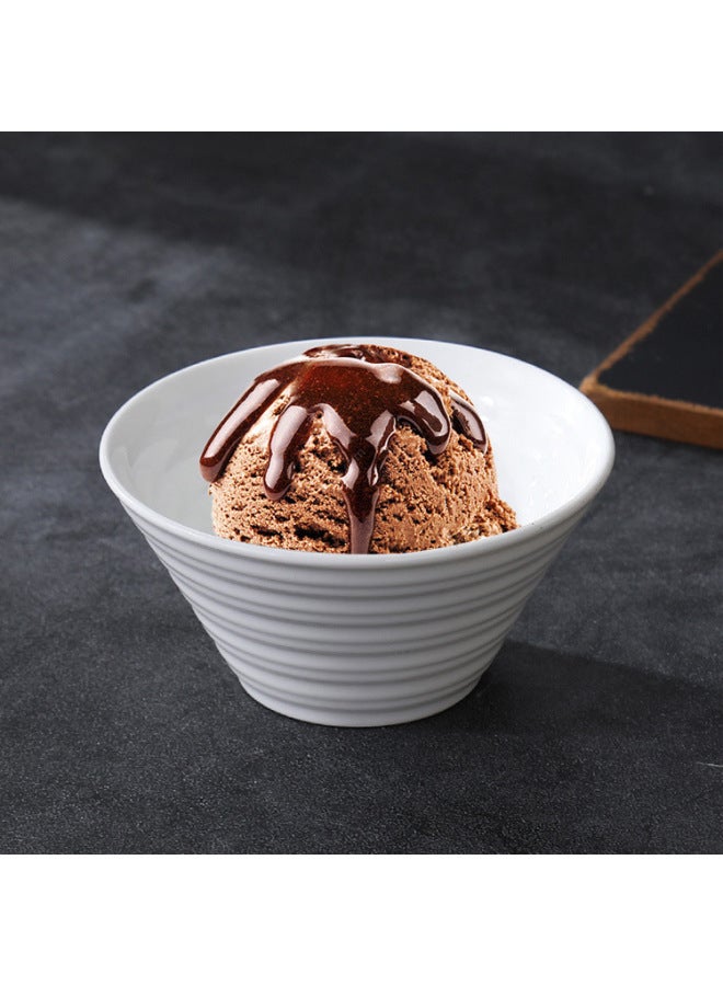 Ceramic Dessert Bowl Creative Special Tableware Pure White Baking Bowl Cake Cup Small Food Dish Flavor Dish Ice Cream Bowl-Specifications:High Body Horizontal Pattern Cup-250ml-Capacity:101-200ml  - Image 2