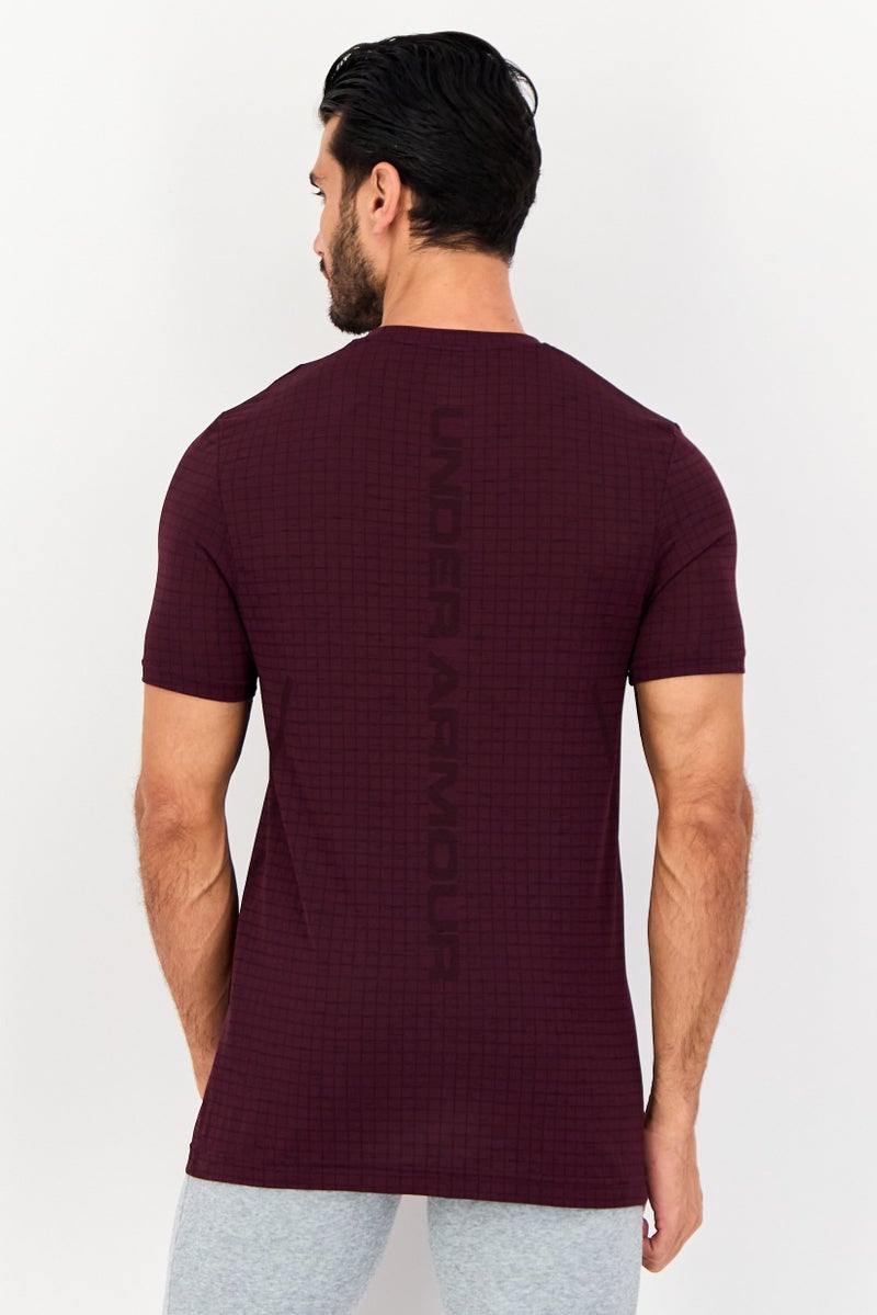 UNDER ARMOUR تي شيرت تدريب قصير الأكمام للرجال، بنفسجي - Image 4