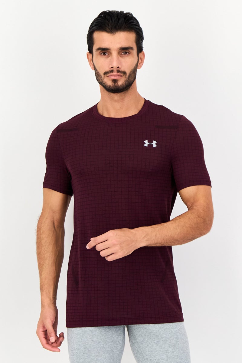 UNDER ARMOUR تي شيرت تدريب قصير الأكمام للرجال، بنفسجي - Image 1