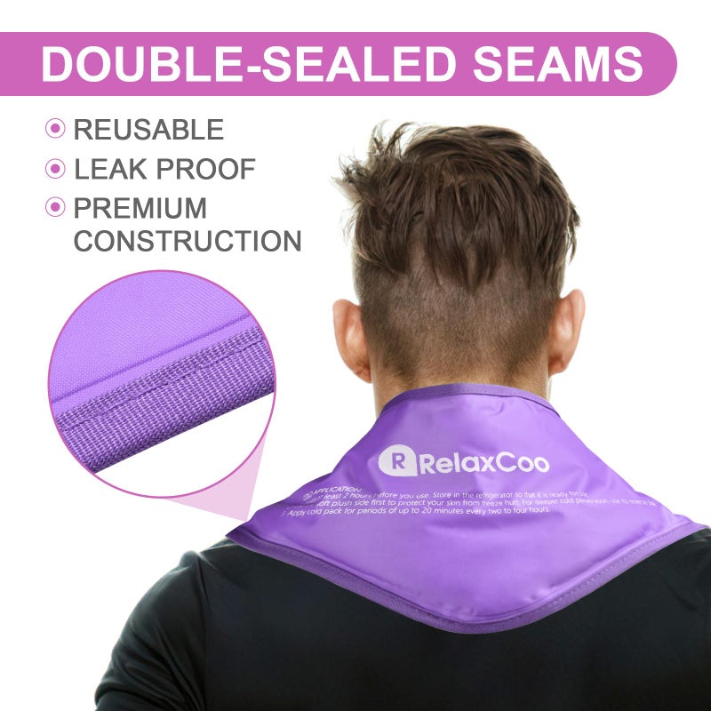 RelaxCoo Neck Ice Pack Wrap, Reusable Gel Ice Pack for Neck Shoulders, Cold Compress Therapy for Pain Relief, Injuries, Swelling, Bruises, Sprains, Inflammation and Cervical Surgery Recovery Purple-2 - Image 4