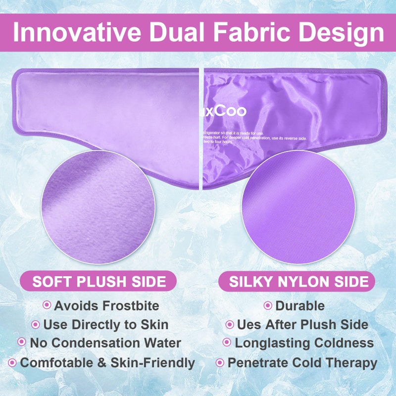 RelaxCoo Neck Ice Pack Wrap, Reusable Gel Ice Pack for Neck Shoulders, Cold Compress Therapy for Pain Relief, Injuries, Swelling, Bruises, Sprains, Inflammation and Cervical Surgery Recovery Purple-2 - Image 3