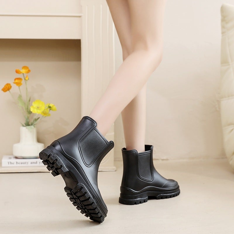 Ladies New Water Shoes Lightweight Slip-resistant Kitchen Rain Boots Black 