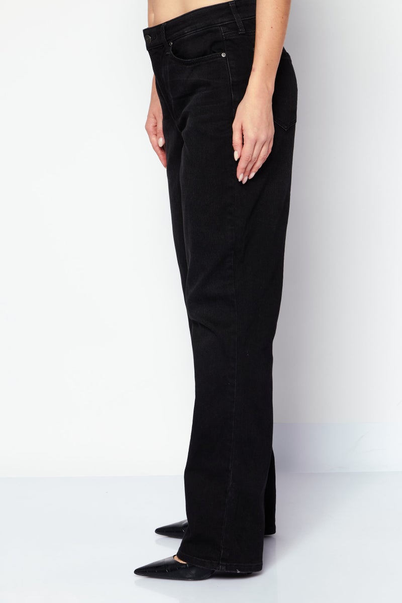 NYDJ Women Relaxed  Fit Plain Denim Jeans, Black - Image 3