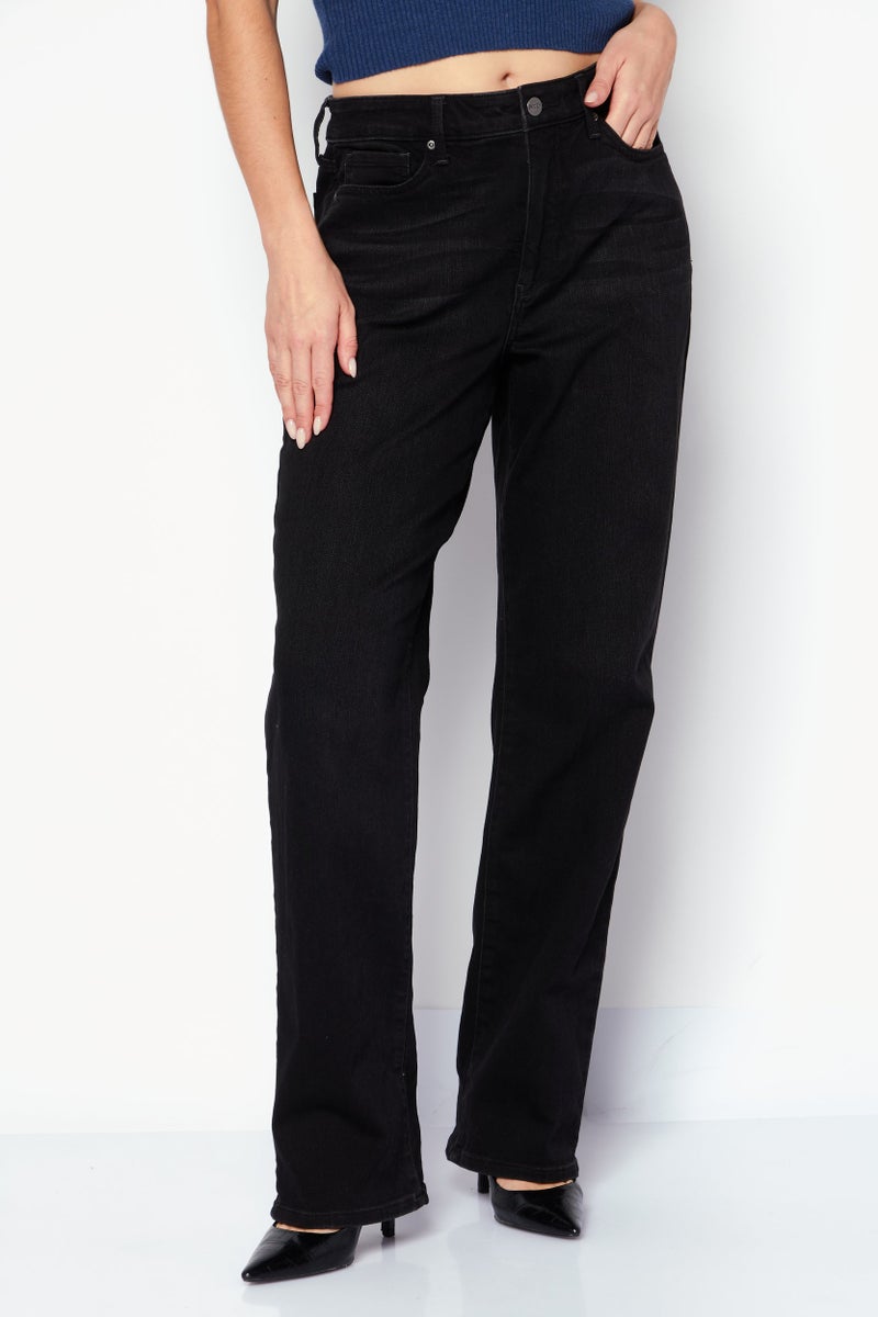 NYDJ Women Relaxed  Fit Plain Denim Jeans, Black - Image 1