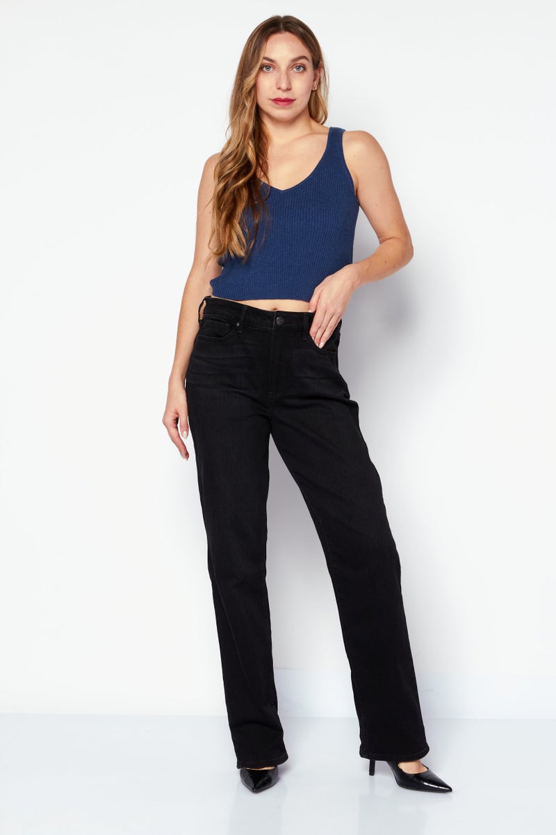 NYDJ Women Relaxed  Fit Plain Denim Jeans, Black - Image 2