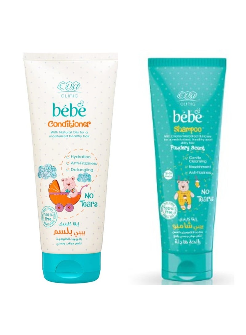 Eva Skin Clinic Chamomile Extract and Honey Powdery Scent Bebe Toddler Shampoo 200ml + Skin Clinic Natural Oils Bebe Conditioner 200ml  - Image 1