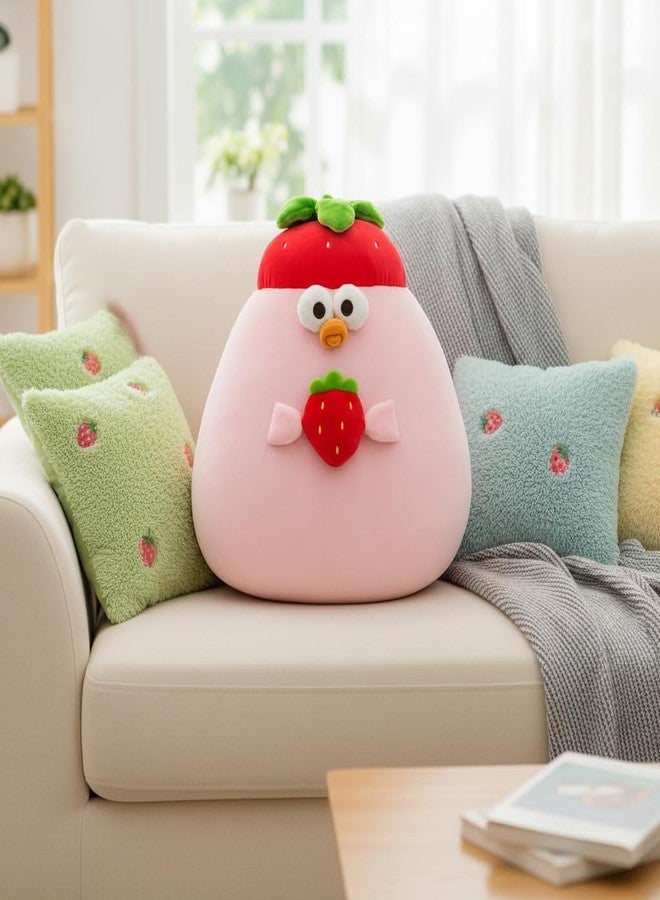 MINISO 14in Strawberry Dundun Pillow - Cute Plush Cushion, Soft Cartoon Pillow for Kids & Gift - Image 3