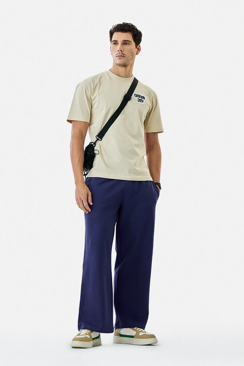 سنيتش Navy Solid Relaxed Casual Trousers