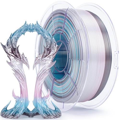 ZIRO Fast Color Change PLA, 1.75mm Color Gradient Filament, Glossy Rainbow PLA Filaments, Fit Most 3D Printer Pen, Shiny Surface Rainbow 1KG/2.2lbs Spool, Lunar Bloom (Silk) - Image 1
