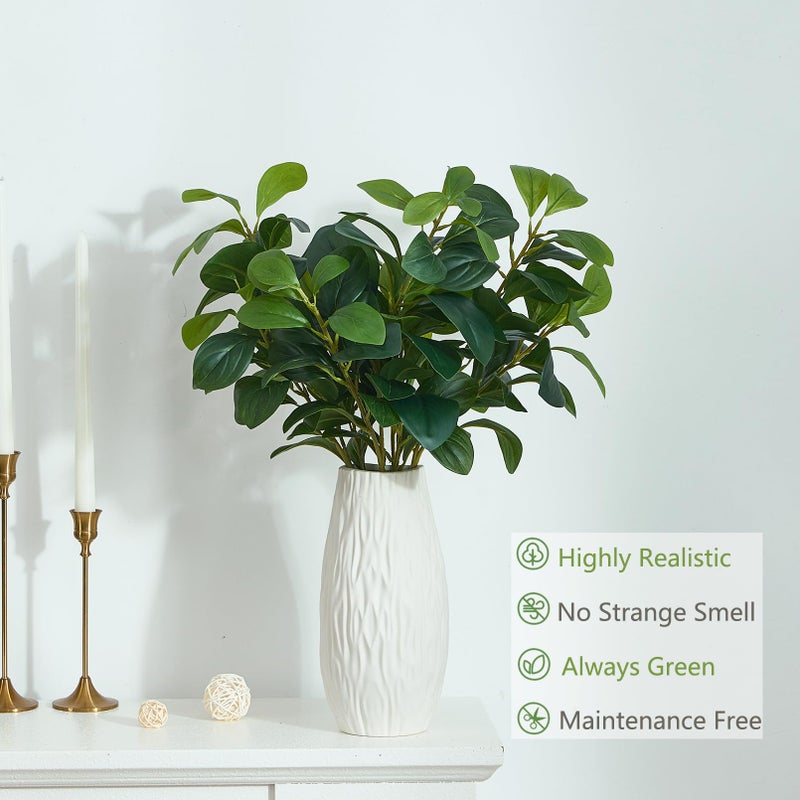 Heleze 3Pcs Faux Bigleaf Ficus Branches Artificial Shrubs Greenery Stems Fake Plants for Vase Home Decor Indoor 27.6" - Image 5