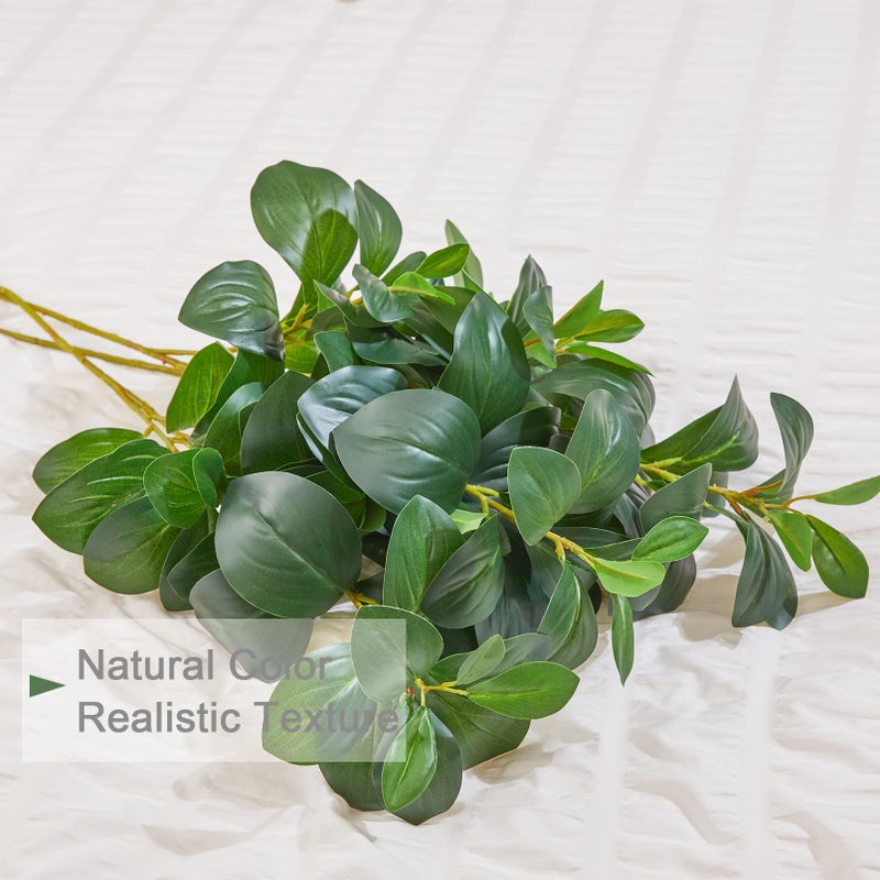 Heleze 3Pcs Faux Bigleaf Ficus Branches Artificial Shrubs Greenery Stems Fake Plants for Vase Home Decor Indoor 27.6" - Image 2