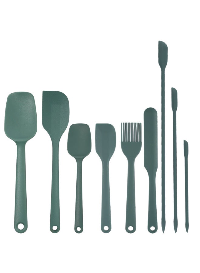 Silicone Baking Kitchenware 9-piece Cream Scraper Integrated Baking Tool Cake Spatula Barbecue Oil Brush Honey Scraping-Specifications:Danish Green - Image 1