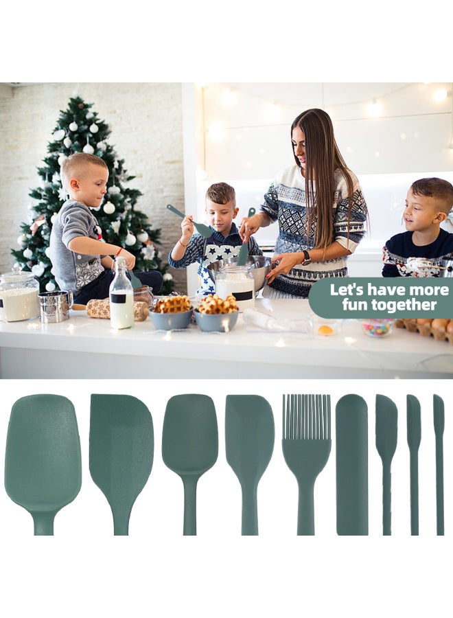 Silicone Baking Kitchenware 9-piece Cream Scraper Integrated Baking Tool Cake Spatula Barbecue Oil Brush Honey Scraping-Specifications:Danish Green - Image 4