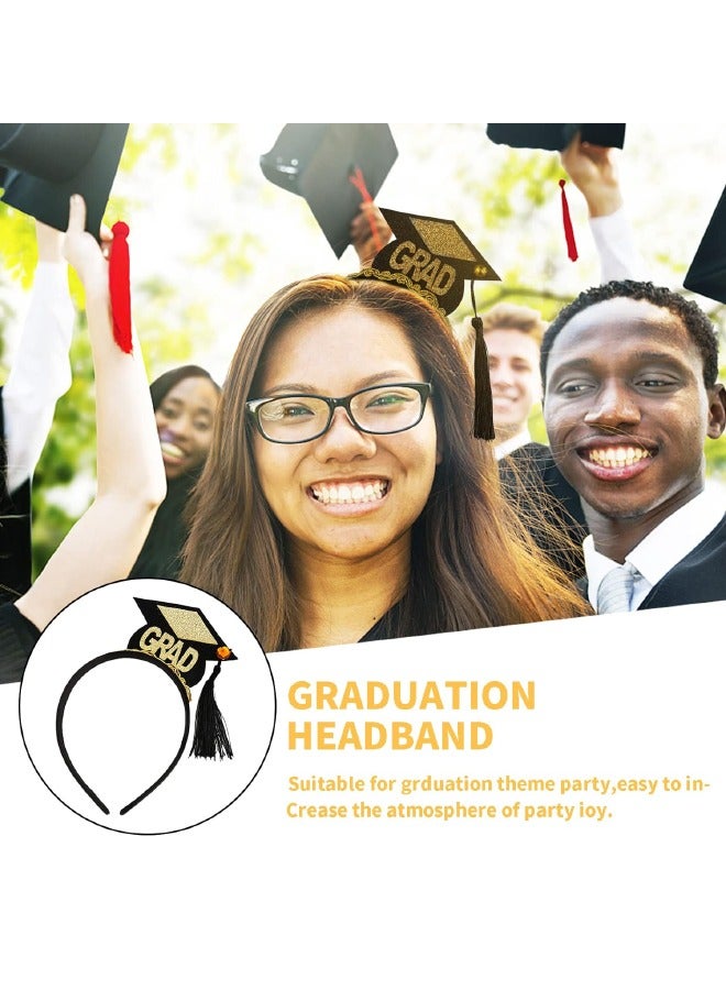 2-Piece Graduation Headband and Sash Set, Mini Bachelor Cap Headbands with Gold Tassel Graduated Sash for Graduation Party, Grad Tiara and Graduated Sash for Dress Up Costume Accessory Supplies - Image 3