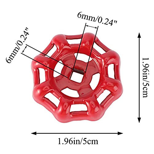 PZRT Cast Iron Outside Faucet Round Wheel Handle for 6X6mm Valve Shafts - Red Hose Bib Water Spigot - Image 2