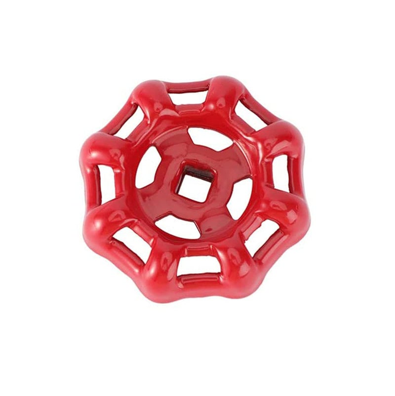 PZRT Cast Iron Outside Faucet Round Wheel Handle for 6X6mm Valve Shafts - Red Hose Bib Water Spigot - Image 4