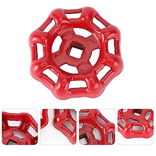 PZRT Cast Iron Outside Faucet Round Wheel Handle for 6X6mm Valve Shafts - Red Hose Bib Water Spigot - Image 3