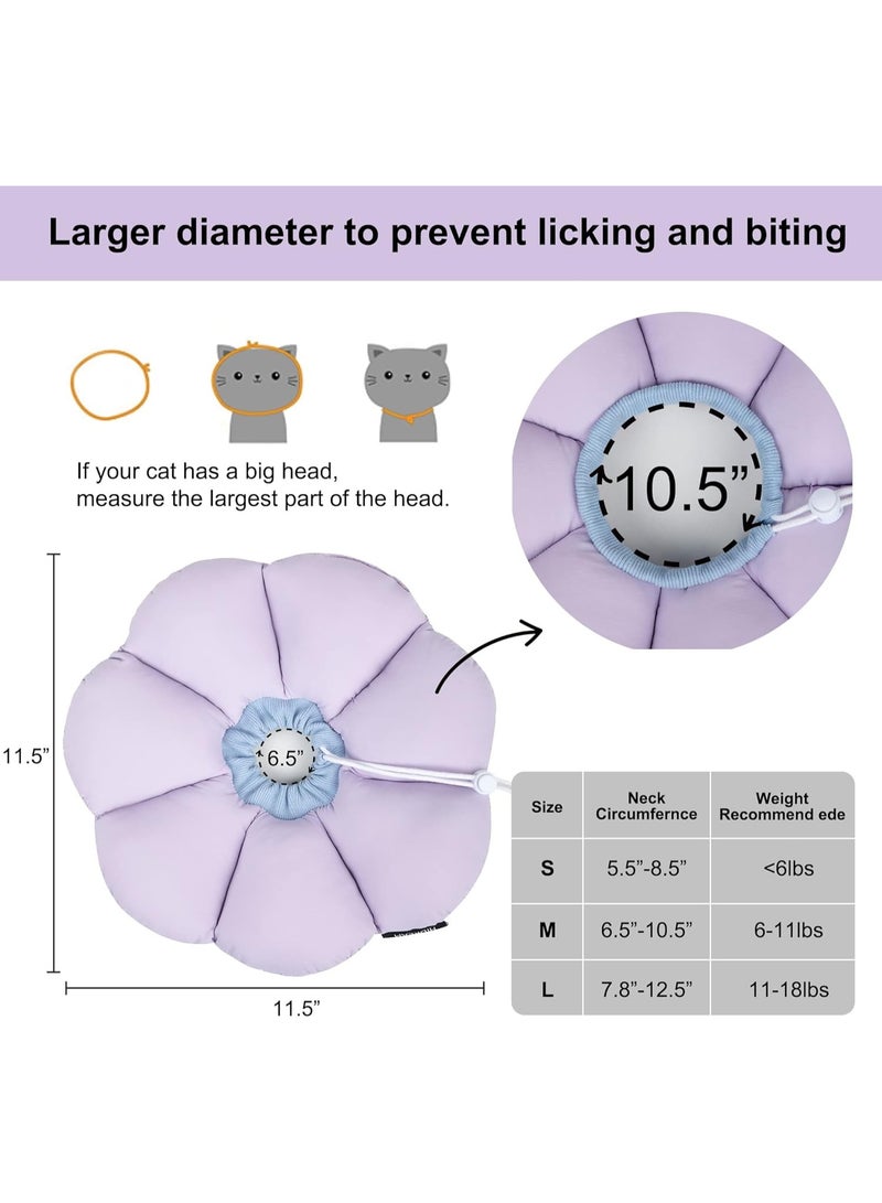 ILovhaprty Purple Flower Cat Cone Collar, Cute Waterproof Cat Recovery Collar, Anti-Bite Lick Wound Healing Safety Elizabethan e Collar for Cats All-Season Style for Cats weighing 2.5-5kg - Image 4