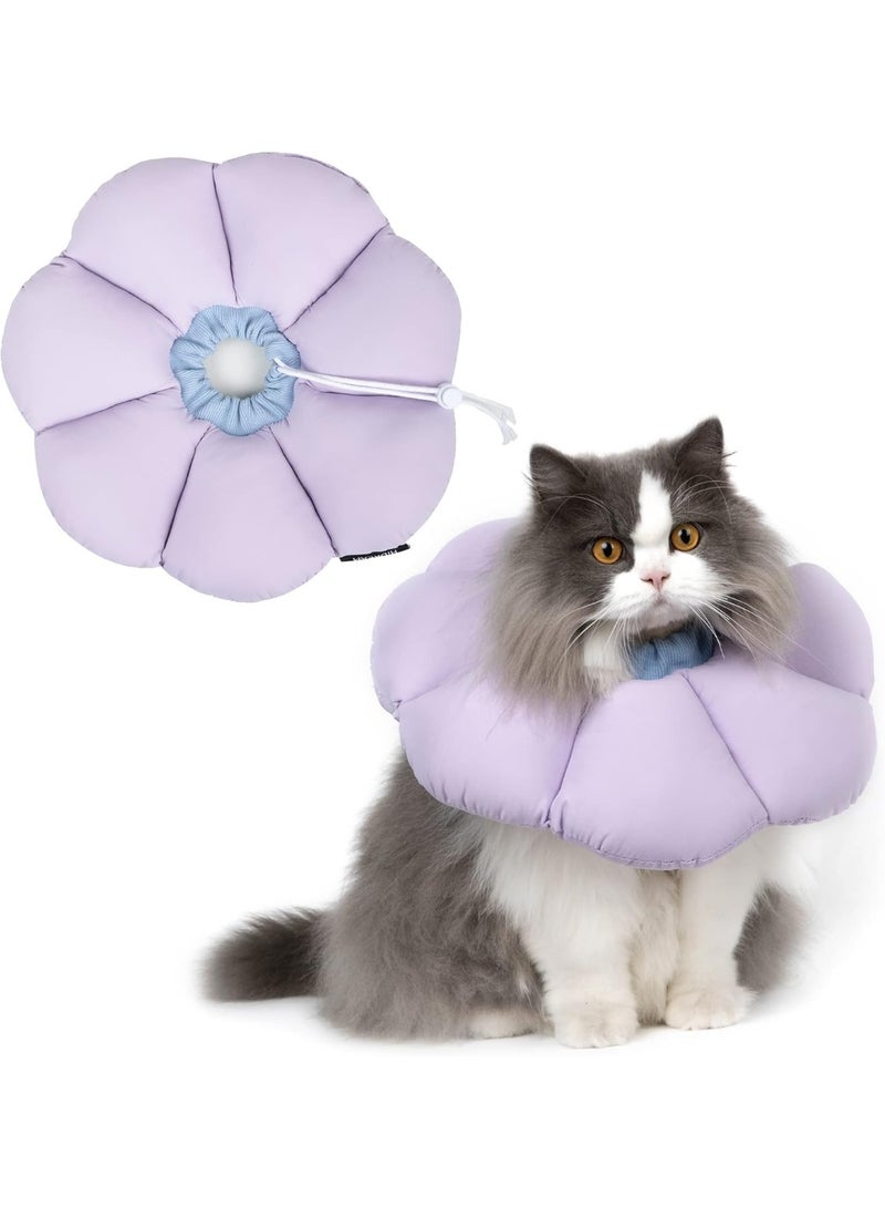 ILovhaprty Purple Flower Cat Cone Collar, Cute Waterproof Cat Recovery Collar, Anti-Bite Lick Wound Healing Safety Elizabethan e Collar for Cats All-Season Style for Cats weighing 2.5-5kg - Image 1