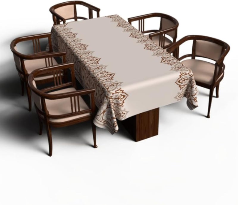 ART MOOD HOME Ramadan's Unique Atlas Tablecloth Waterproof Polyester Fabric Beigie & White 140W * 300L