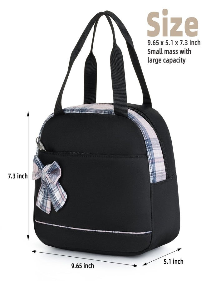 KIDNUO Lunch Bag for Women Men Cute Tote Bags Reusable Insulated Beach Box Case Large Capacity Cooler Purse for Work Picnic Travel Office Camping Handbag School Bookbag for Girls,Teen,College,Student Black - Image 2