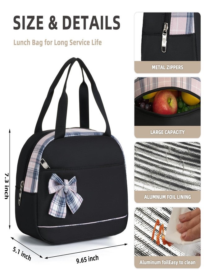 KIDNUO Lunch Bag for Women Men Cute Tote Bags Reusable Insulated Beach Box Case Large Capacity Cooler Purse for Work Picnic Travel Office Camping Handbag School Bookbag for Girls,Teen,College,Student Black - Image 5