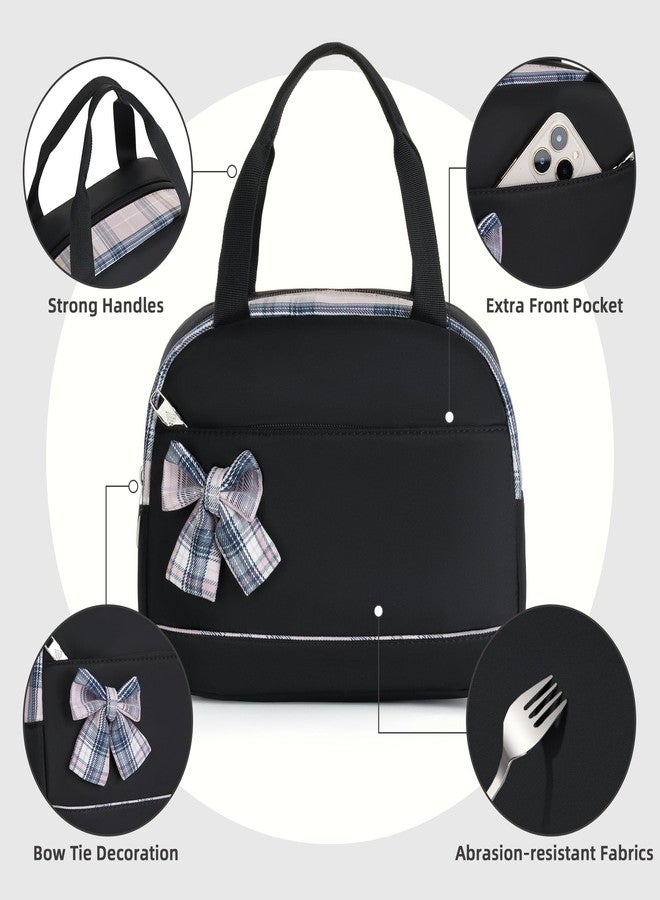 KIDNUO Lunch Bag for Women Men Cute Tote Bags Reusable Insulated Beach Box Case Large Capacity Cooler Purse for Work Picnic Travel Office Camping Handbag School Bookbag for Girls,Teen,College,Student Black - Image 4